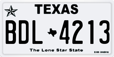 TX license plate BDL4213