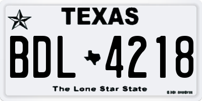 TX license plate BDL4218