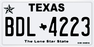 TX license plate BDL4223
