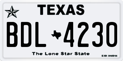 TX license plate BDL4230