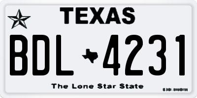 TX license plate BDL4231