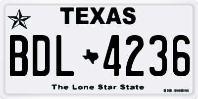 TX license plate BDL4236