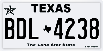 TX license plate BDL4238