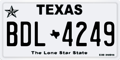 TX license plate BDL4249