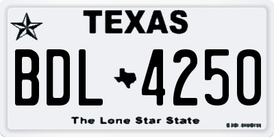 TX license plate BDL4250
