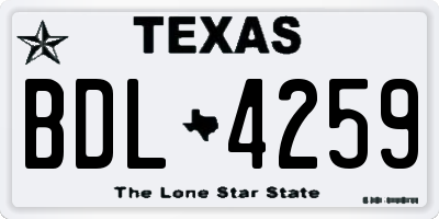 TX license plate BDL4259