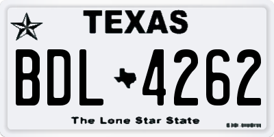 TX license plate BDL4262