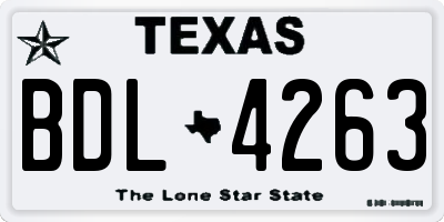 TX license plate BDL4263