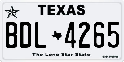 TX license plate BDL4265
