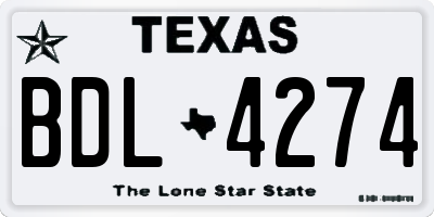 TX license plate BDL4274