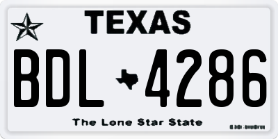 TX license plate BDL4286