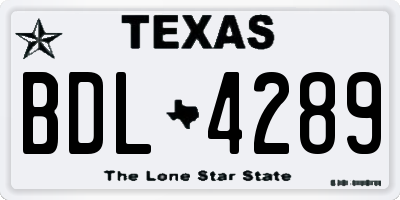 TX license plate BDL4289