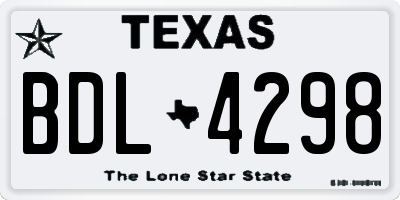 TX license plate BDL4298