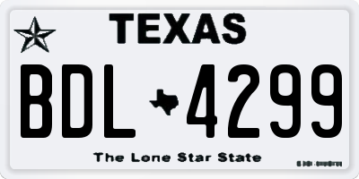 TX license plate BDL4299