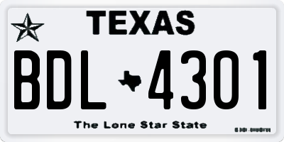 TX license plate BDL4301