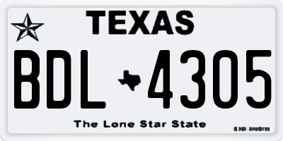 TX license plate BDL4305