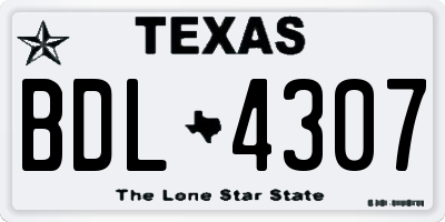 TX license plate BDL4307