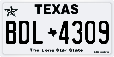 TX license plate BDL4309