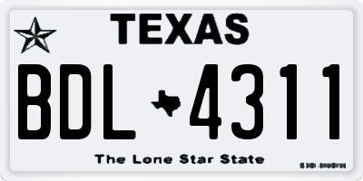 TX license plate BDL4311