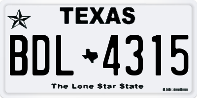 TX license plate BDL4315