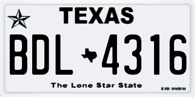 TX license plate BDL4316