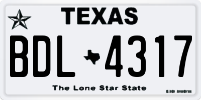 TX license plate BDL4317