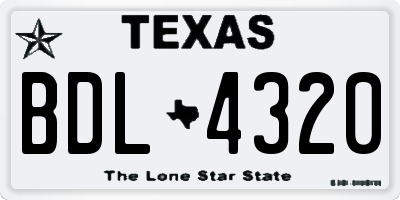 TX license plate BDL4320