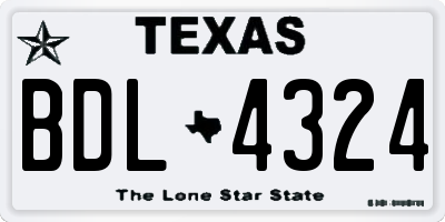 TX license plate BDL4324