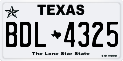 TX license plate BDL4325