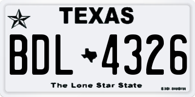 TX license plate BDL4326