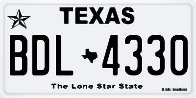 TX license plate BDL4330