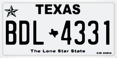 TX license plate BDL4331