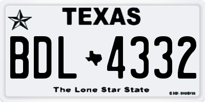TX license plate BDL4332