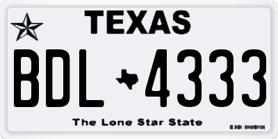 TX license plate BDL4333