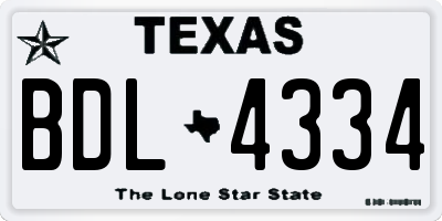 TX license plate BDL4334