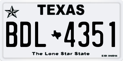TX license plate BDL4351