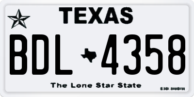 TX license plate BDL4358