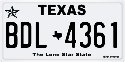 TX license plate BDL4361