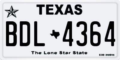 TX license plate BDL4364