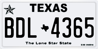 TX license plate BDL4365