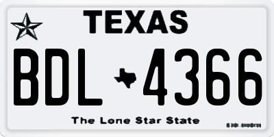 TX license plate BDL4366