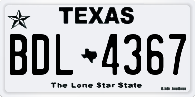 TX license plate BDL4367