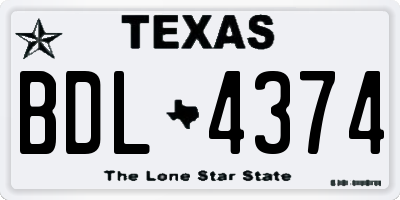 TX license plate BDL4374