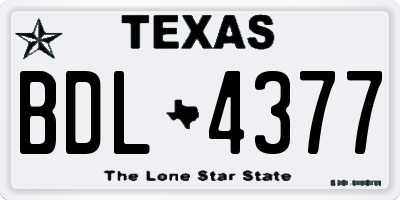 TX license plate BDL4377