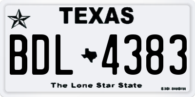TX license plate BDL4383