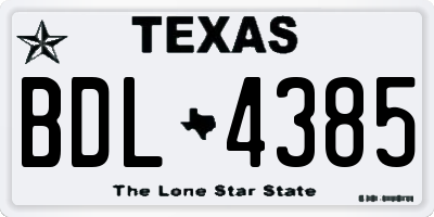TX license plate BDL4385
