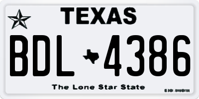 TX license plate BDL4386