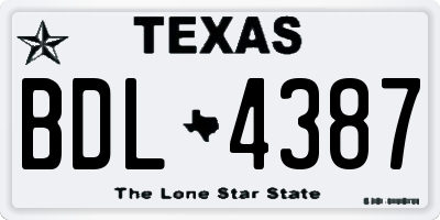 TX license plate BDL4387