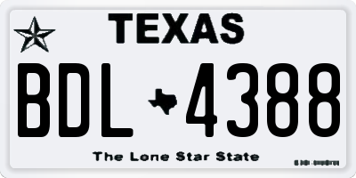 TX license plate BDL4388