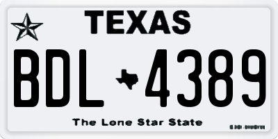 TX license plate BDL4389